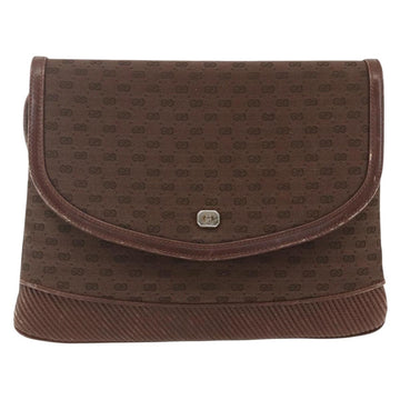 GUCCI Micro GG Canvas Shoulder Bag Brown Gold Auth 156939