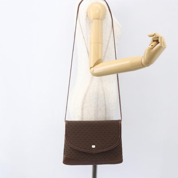 GUCCI Micro GG Canvas Shoulder Bag Brown Gold Auth 156939