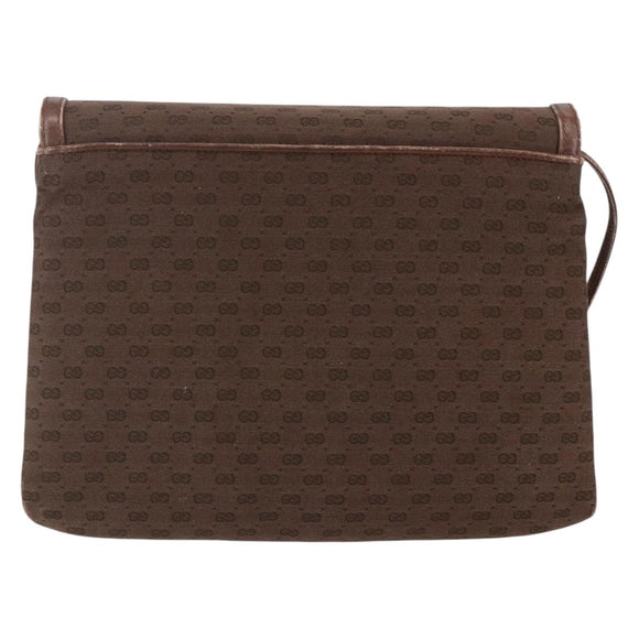 GUCCI Micro GG Canvas Shoulder Bag Brown Gold Auth 156939