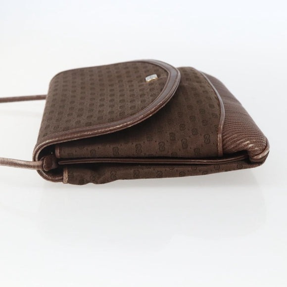 GUCCI Micro GG Canvas Shoulder Bag Brown Gold Auth 156939