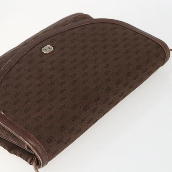 GUCCI Micro GG Canvas Shoulder Bag Brown Gold Auth 156939