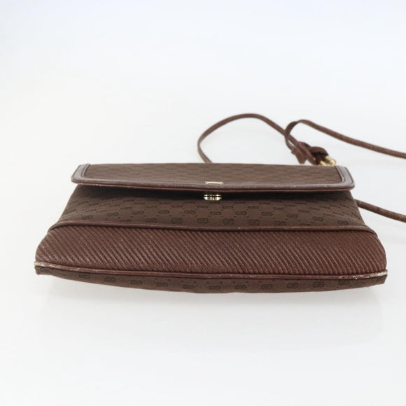 GUCCI Micro GG Canvas Shoulder Bag Brown Gold Auth 156939