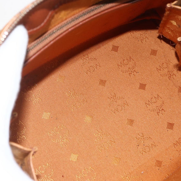 MCM Logogram Vicetos Boston Bag PVC Leather 2way Brown Gold Auth 156940