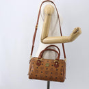 MCM Logogram Vicetos Boston Bag PVC Leather 2way Brown Gold Auth 156940-23