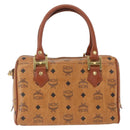 MCM Logogram Vicetos Boston Bag PVC Leather 2way Brown Gold Auth 156940-2