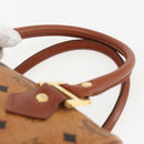 MCM Logogram Vicetos Boston Bag PVC Leather 2way Brown Gold Auth 156940-14