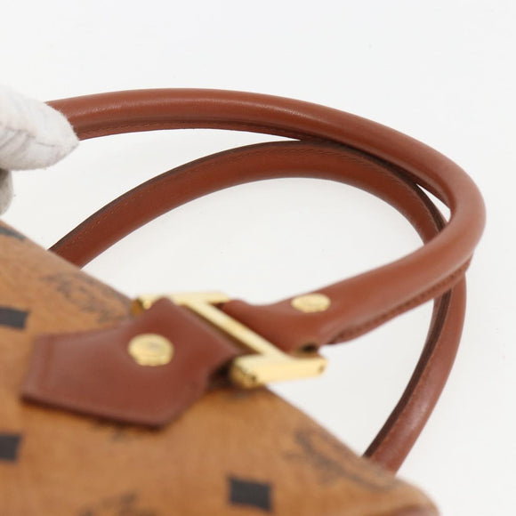 MCM Logogram Vicetos Boston Bag PVC Leather 2way Brown Gold Auth 156940