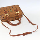 MCM Logogram Vicetos Boston Bag PVC Leather 2way Brown Gold Auth 156940-8