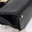 Salvatore Ferragamo Vala Hand Bag Leather 2way Navy Gold Auth 156941-12