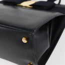 Salvatore Ferragamo Vala Hand Bag Leather 2way Navy Gold Auth 156941-13