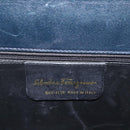 Salvatore Ferragamo Vala Hand Bag Leather 2way Navy Gold Auth 156941-17