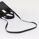 Salvatore Ferragamo Vala Hand Bag Leather 2way Navy Gold Auth 156941-9