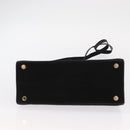 Salvatore Ferragamo Vala Hand Bag Suede 2way Black Gold Auth 156942-5