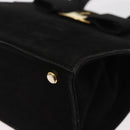 Salvatore Ferragamo Vala Hand Bag Suede 2way Black Gold Auth 156942-16