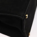 Salvatore Ferragamo Vala Hand Bag Suede 2way Black Gold Auth 156942-17