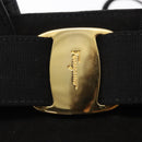 Salvatore Ferragamo Vala Hand Bag Suede 2way Black Gold Auth 156942-18