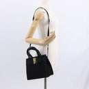 Salvatore Ferragamo Vala Hand Bag Suede 2way Black Gold Auth 156942-23