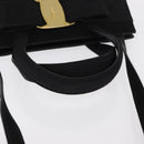 Salvatore Ferragamo Vala Hand Bag Suede 2way Black Gold Auth 156942-7