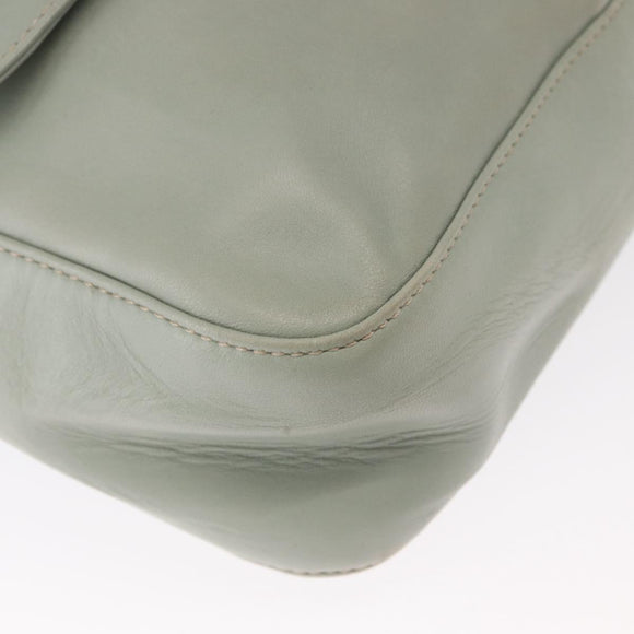 CELINE Circle Shoulder Bag Leather Gold Light green Auth 156943