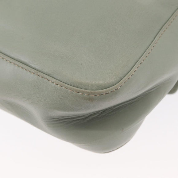 CELINE Circle Shoulder Bag Leather Gold Light green Auth 156943