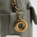 CELINE Circle Shoulder Bag Leather Gold Light green Auth 156943-14