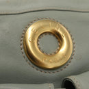 CELINE Circle Shoulder Bag Leather Gold Light green Auth 156943-15