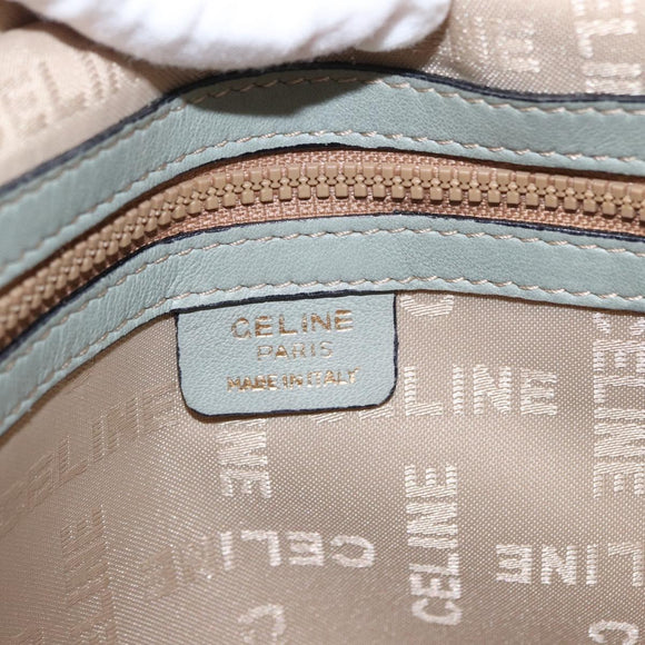 CELINE Circle Shoulder Bag Leather Gold Light green Auth 156943