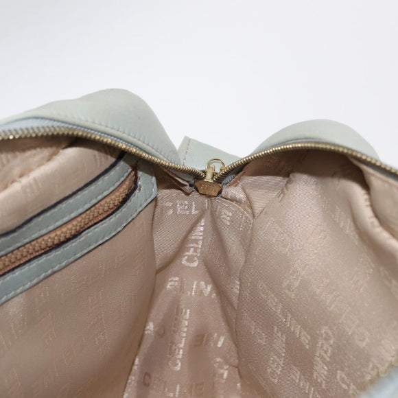 CELINE Circle Shoulder Bag Leather Gold Light green Auth 156943