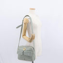 CELINE Circle Shoulder Bag Leather Gold Light green Auth 156943-23