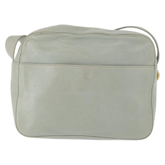 CELINE Circle Shoulder Bag Leather Gold Light green Auth 156943