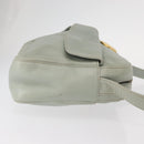 CELINE Circle Shoulder Bag Leather Gold Light green Auth 156943-4
