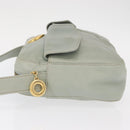 CELINE Circle Shoulder Bag Leather Gold Light green Auth 156943-5