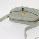 CELINE Circle Shoulder Bag Leather Gold Light green Auth 156943-6