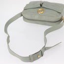 CELINE Circle Shoulder Bag Leather Gold Light green Auth 156943-7