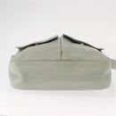 CELINE Circle Shoulder Bag Leather Gold Light green Auth 156943-9