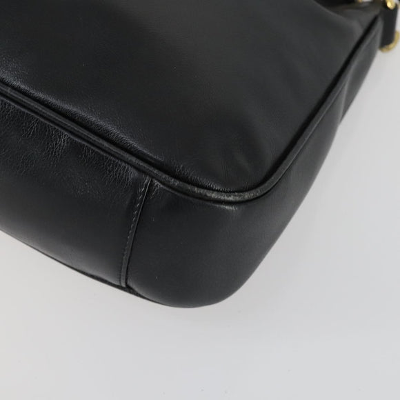 GUCCI Bamboo Hand Bag Leather 2way Black Gold 001 1638 2615 Auth 156944