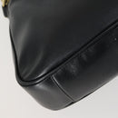 GUCCI Bamboo Hand Bag Leather 2way Black Gold 001 1638 2615 Auth 156944-16