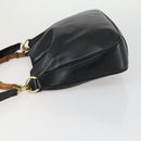 GUCCI Bamboo Hand Bag Leather 2way Black Gold 001 1638 2615 Auth 156944-4