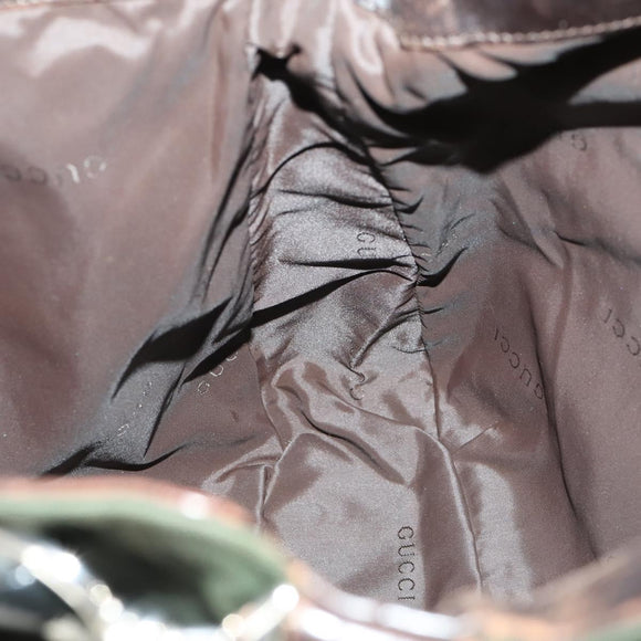 GUCCI Bamboo Hand Bag Nylon 2way Green Silver 001 1577 Auth 156945