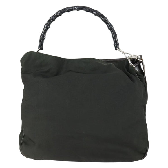 GUCCI Bamboo Hand Bag Nylon 2way Green Silver 001 1577 Auth 156945