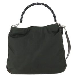 GUCCI Bamboo Hand Bag Nylon 2way Green Silver 001 1577 Auth 156945 - 0