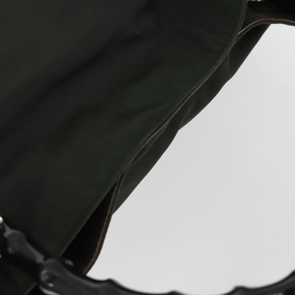 GUCCI Bamboo Hand Bag Nylon 2way Green Silver 001 1577 Auth 156945