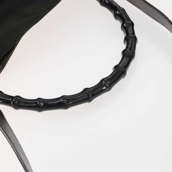 GUCCI Bamboo Hand Bag Nylon 2way Green Silver 001 1577 Auth 156945