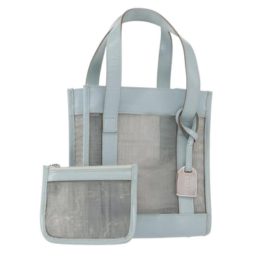 GUCCI Mesh Hand Bag Leather Light Blue 000 2058 0500 5 Auth 156946