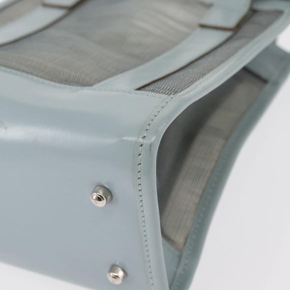 GUCCI Mesh Hand Bag Leather Light Blue 000 2058 0500 5 Auth 156946