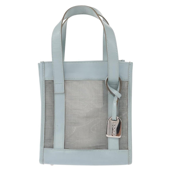 GUCCI Mesh Hand Bag Leather Light Blue 000 2058 0500 5 Auth 156946