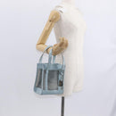 GUCCI Mesh Hand Bag Leather Light Blue 000 2058 0500 5 Auth 156946-23