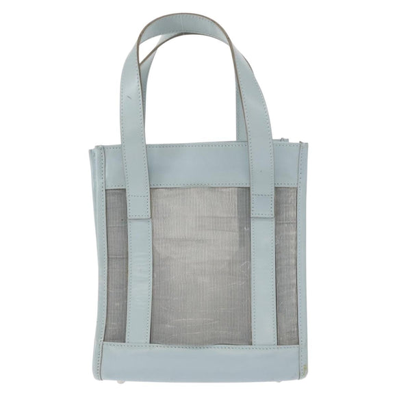 GUCCI Mesh Hand Bag Leather Light Blue 000 2058 0500 5 Auth 156946