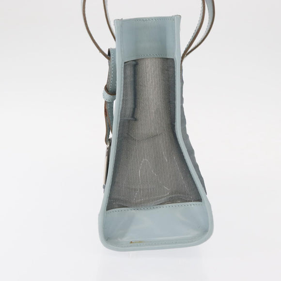 GUCCI Mesh Hand Bag Leather Light Blue 000 2058 0500 5 Auth 156946