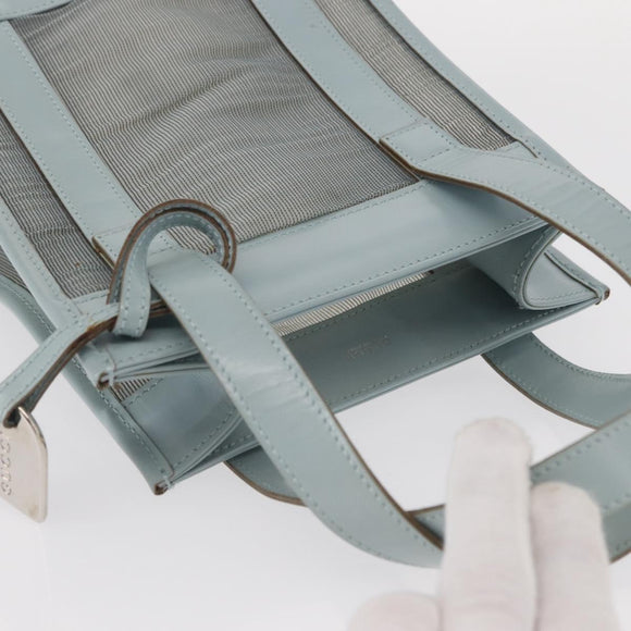 GUCCI Mesh Hand Bag Leather Light Blue 000 2058 0500 5 Auth 156946